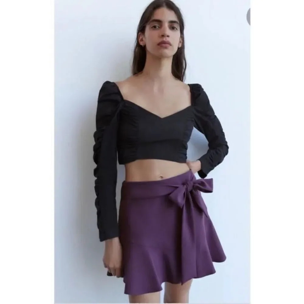 Zara  Purple Bermuda Skort with belt